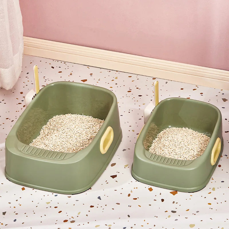 Factory Manufacture Cat Clean up Products Plastic Large Space Cat Toilet Box Cat Litter Box With Litter Scoop