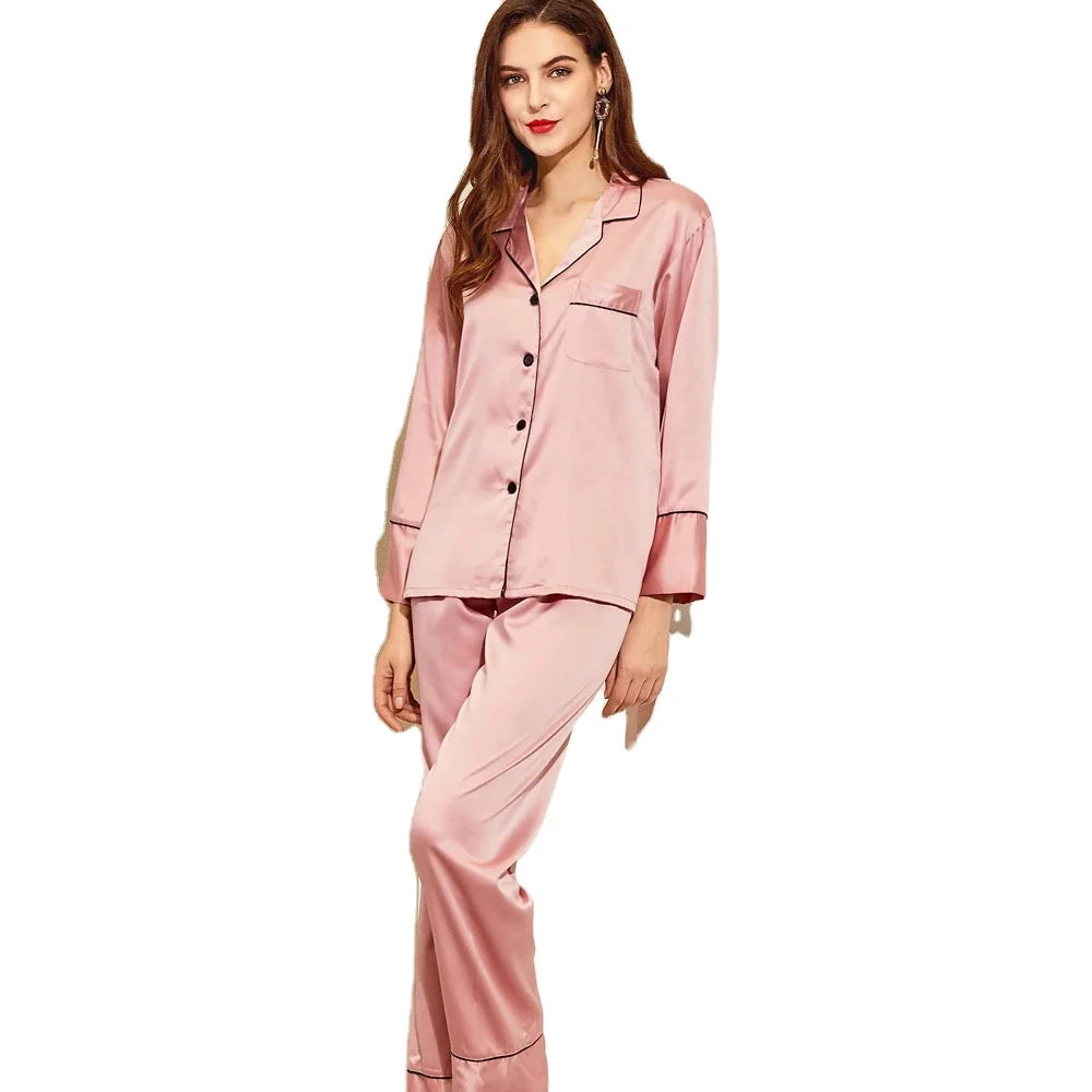 Fung 6001 Factory Wholesale Women Satin Sleepwear Silk Pyjama