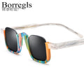 Borregls Acetate Multicolour Sunglasses Men 2025 Brand Designer Retro Vintage Square Sun Glasses Women Half-Rim Shades 19352T