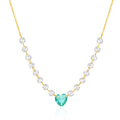 Fashion Jewelry 925 Sterling Silver Heat Green Diamond White Round Zircon Gold Plated Necklaces Woman Valentine's Mother's Day