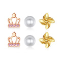 Dainty Women Jewelry 3 Pairs/Set 925 Sterling Silver Stud Earrings Set Simple Fashion Cute Zirconia Earrings Set for Girl Gift