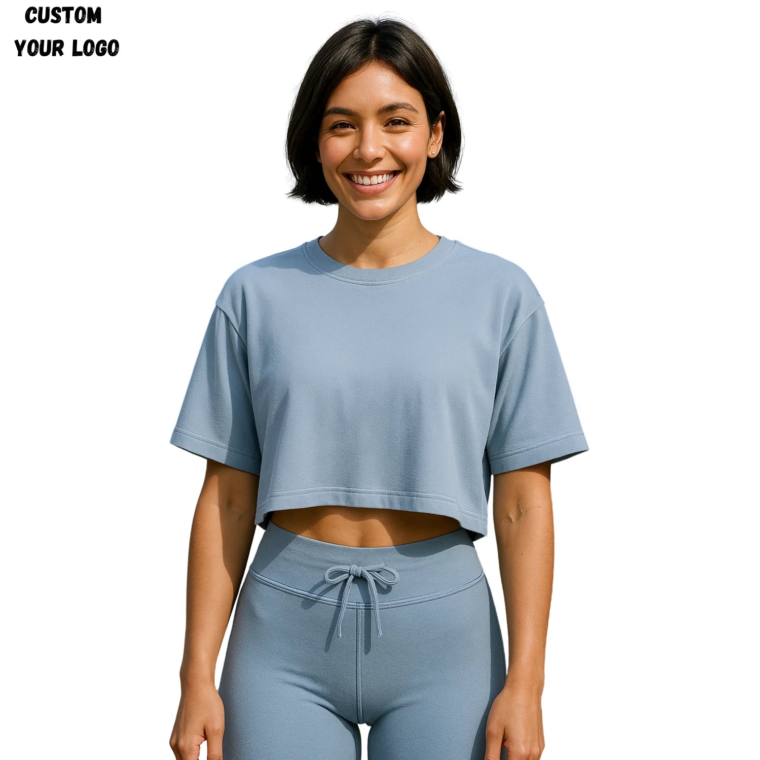Oversized Cropped Tshirt Women Loose Fit Drop Shoulder Short Sleeves Cropped Tee Tops Pullover
