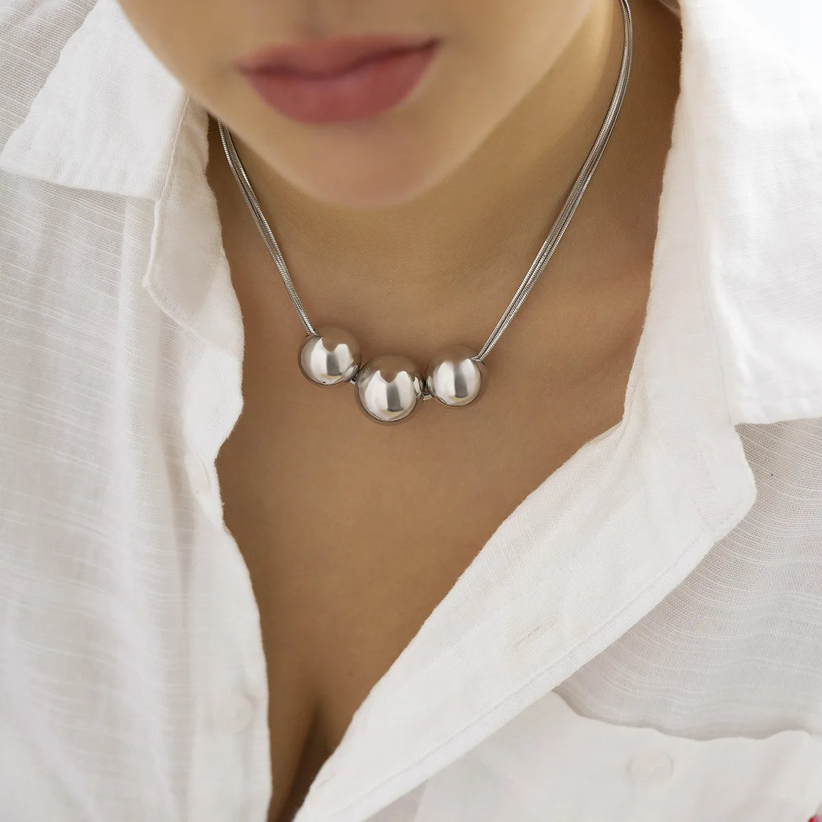 2022 Classic Simple Gold Ball Pendant Choker Necklace Exaggerated Punk Multi-Layer Chain Necklace for Women