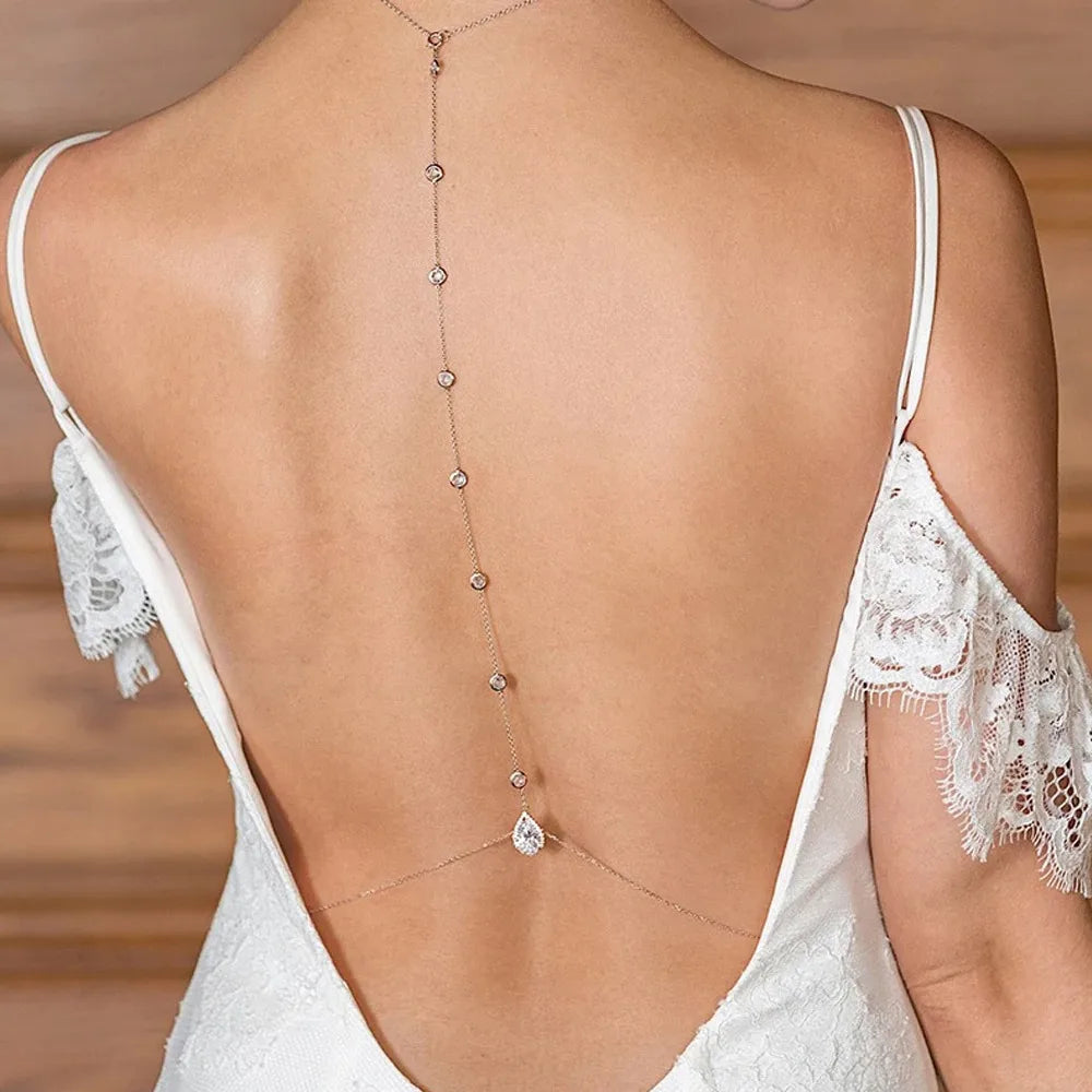 Sexy 18k Gold Plated Inlaid Pave Zircon Cross Body Chain Women Bling Bling Diamond Crystal Back Chain