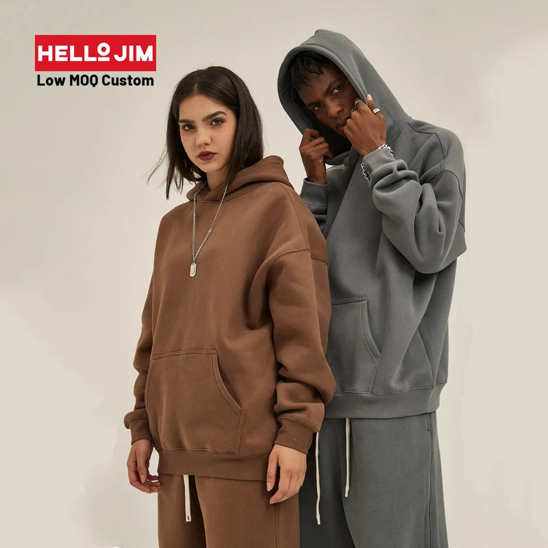 HELLOJIM 2023 Custom Hoodies Set Heavyweight Streetwear Thick Hoodie Sets