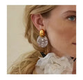 INS Hot Selling 18k Gold Plated Stainless Steel Gold Silver Beat Pattern Earring for Woman