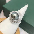 R682 10-11mm Natural Freshwater Pearl Ring Accessory 925 Sterling Silver Adjustable Size Engagement Jewelry Ring for Women