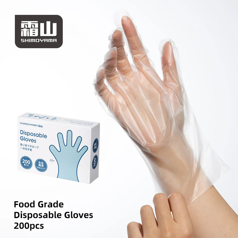 SHIMOYAMA 200PCS Packed Food Grade Disposable Kitchen PO Disposable Gloves for Home Kitchen Use