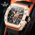 Men's Fully Automatic Mechanical Watch Square Pointer Stainless Steel 5BAR Waterproof Sapphire Crystal Rubber Band Business