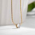 Exquisite 18K Gold Plated Stainless Steel Diamond Necklaces Shining Cubic Zircon Pendant Necklaces for Women