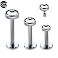 Titanium Labret Stud Round Crystal Zircon Lip Rings Internal Threaded Ear Cartilage Tragus Piercing Body Jewelry