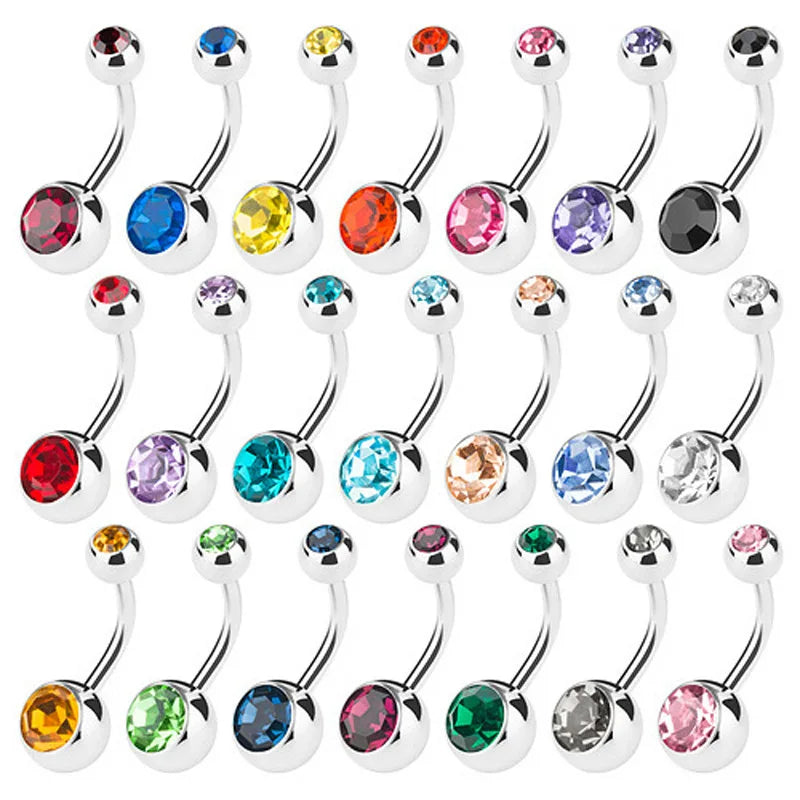 Wholesale 14G 316L Surgical Steel Gem Navel Belly Rings Body Jewelry Piercing