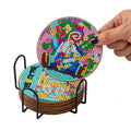 6pcs Set Mandala Design Diy Diamond Painting Coaster Handmade Craft Cup Mat