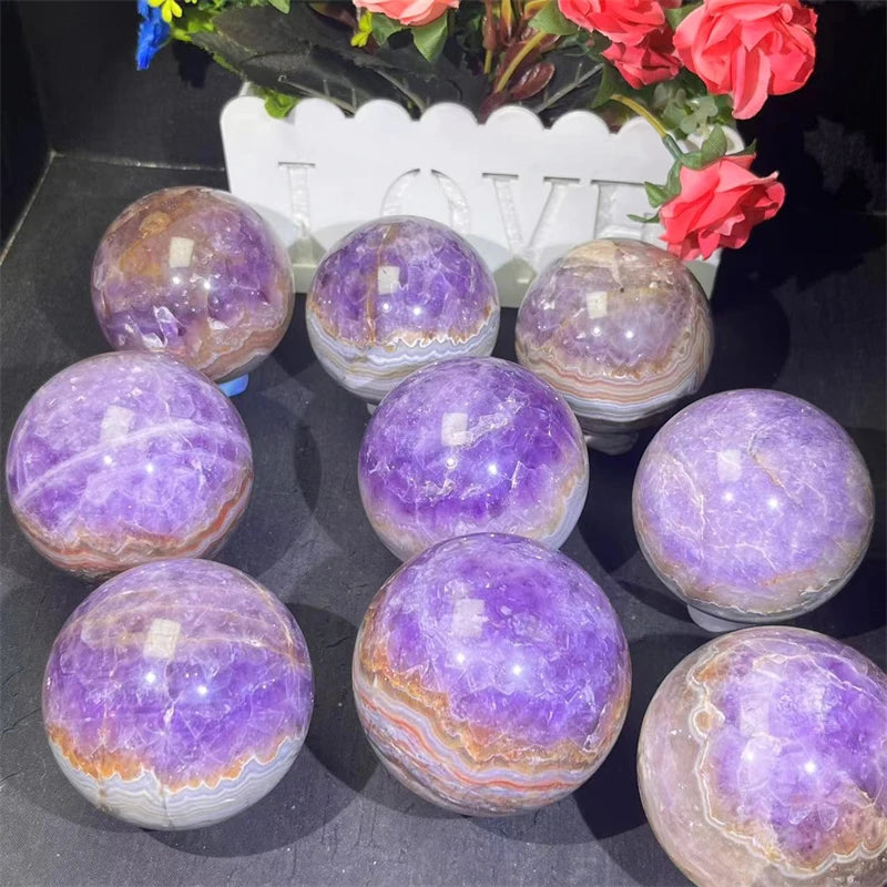 Wholesale Price Crystal Healing Sphere Natural Amethyst Agate Sphere for Decoration