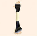 Double Head Foundation Make-up Nose Shadow Brush Contouring Blending Dual Ended Makeup Brush Aluminum Double Ended Makeup Brush