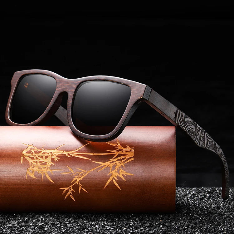 Wood Sunglasses Logo Handcrafted Bamboo Custom Womens Trendy Sun Glasses Wide Frame Gafas Polarizadas