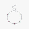 Authentic Luxury Rainbow Fire Color Zirconia Bracelet Charm Hearts Chain Link Bracelet for Women