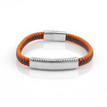 Simple Bone Magnetic Buckle Cuff Leather Bracelet Cable Stainless Steel Jewelry Man's Leather Bracelet