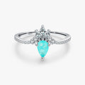 Fashion 925 Sterling Silver Luxury Wedding Engagement Fine Jewelry Crown Rings Synthesis Paraiba Tourmaline Rings for Women