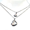 DAIHE Mother Daughter Letter Double Heart Necklace Mother's Day Jewelry Gifts Heart Shape Letter Pendant Necklace