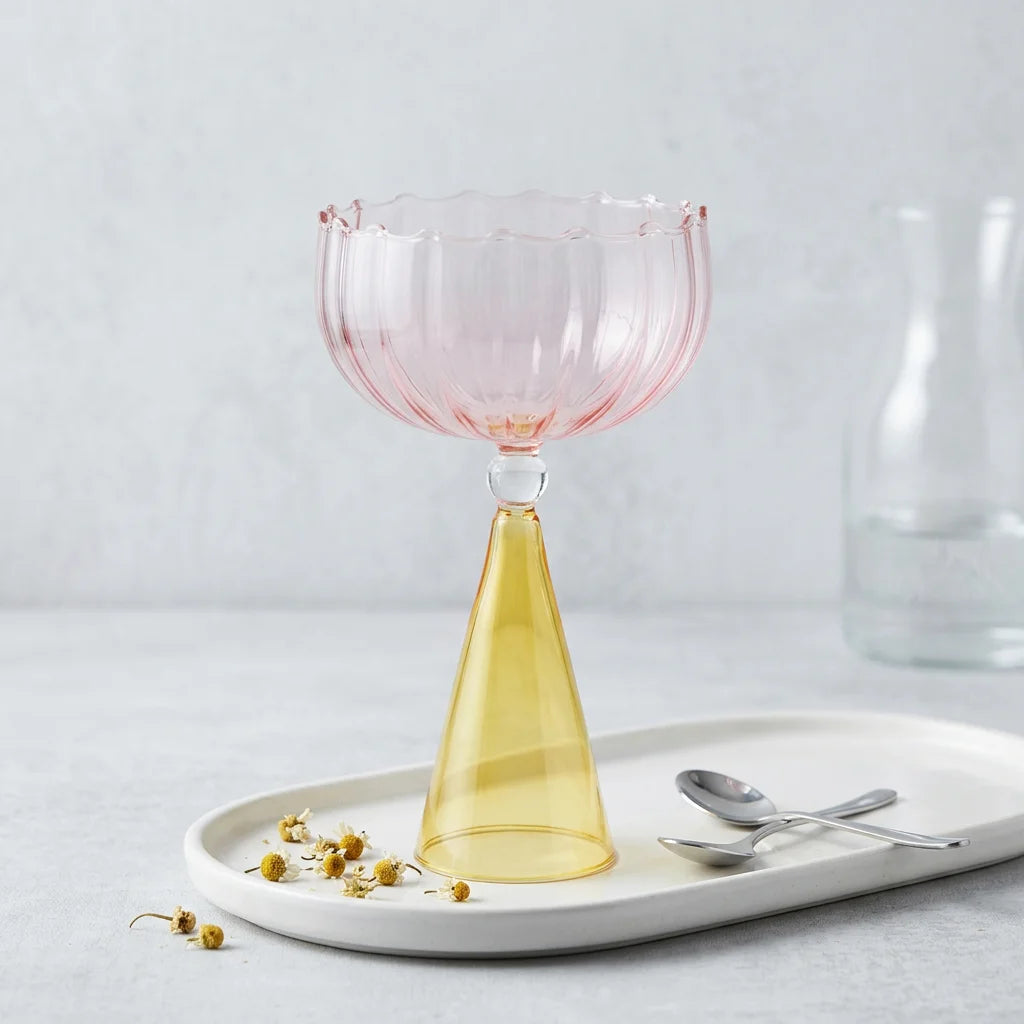 Vintage Multi-Color Handmade Glass Flute Goblet Custom Logo Option Modern Art Unique Reusable for Restaurants Weddings Gifts MegaBDM