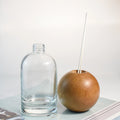 Refillable Ecofriendly 350ml Round Aroma  Bottle Empty Reed Diffuser Fragrance Glass Bottle With Wood Lid