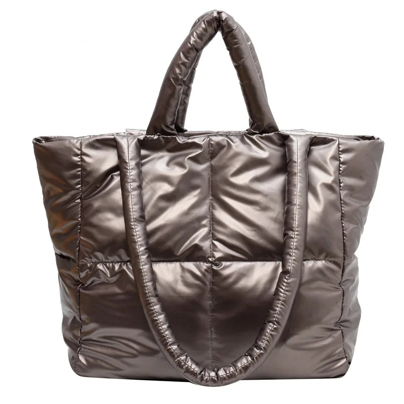 Fashion Puffer Women Down Filling TOTE Handbag Travel High-Capacity Quilt Ladies Stuffed Shoulder Bag Cross Body Bag Ladies TOTE