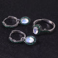 C8211 Abiding Vintage Halo Nano Emerald Green Oval 5X7MM Milky Blue Moonstone 925 Silver Jewelry Sets for Girls