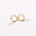 18k Gold Plated Stainless Steel Hoops Earrings Jewelry Baroque Freshwater Pearl Earrings for Women