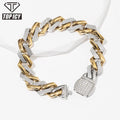 Top Icy Non Tarnish Jewelry 13mm Mix Color Thick Cuban Chain Necklace Gold PVD Plated 3A CZ Iced Out Jewelry Heavy Cuban Chain