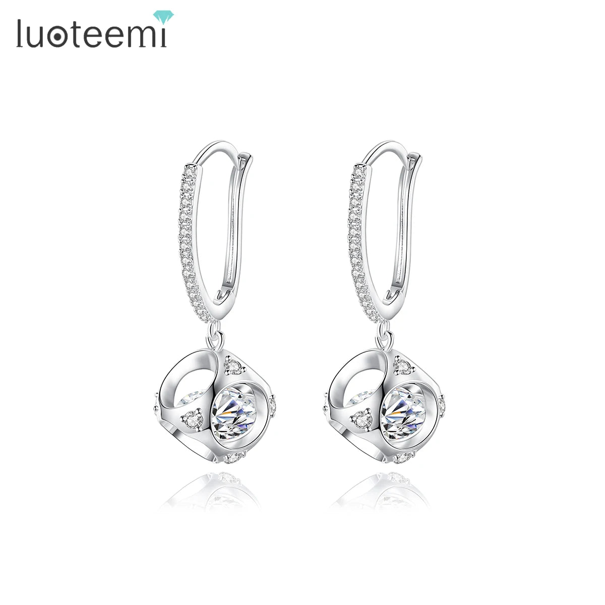 LUOTEEMI Fairy Earring Diamond Hoop Modern Bling Jewelry Dangle Handmade Popular Cute Earing for Girl