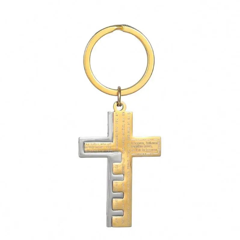 Stainless Steel Christian Cross Keychains Gift for Ladies Gentlemen Jesus Prayer Religious Gift for Kids Children Amulet Pendant