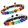 8mm Tiger Eye 7 Chakra Bracelet Natural Stone Beaded Yoga Healing Energy Bracelet for Women Men