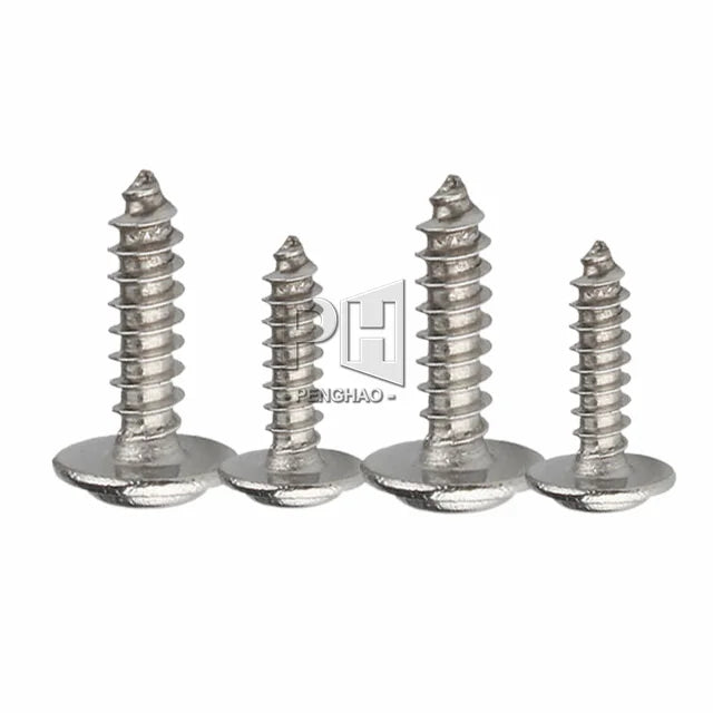 304 Cross Round Head Self-tapping with Pad Stainless Steel Pointed Tail Screw PWA
