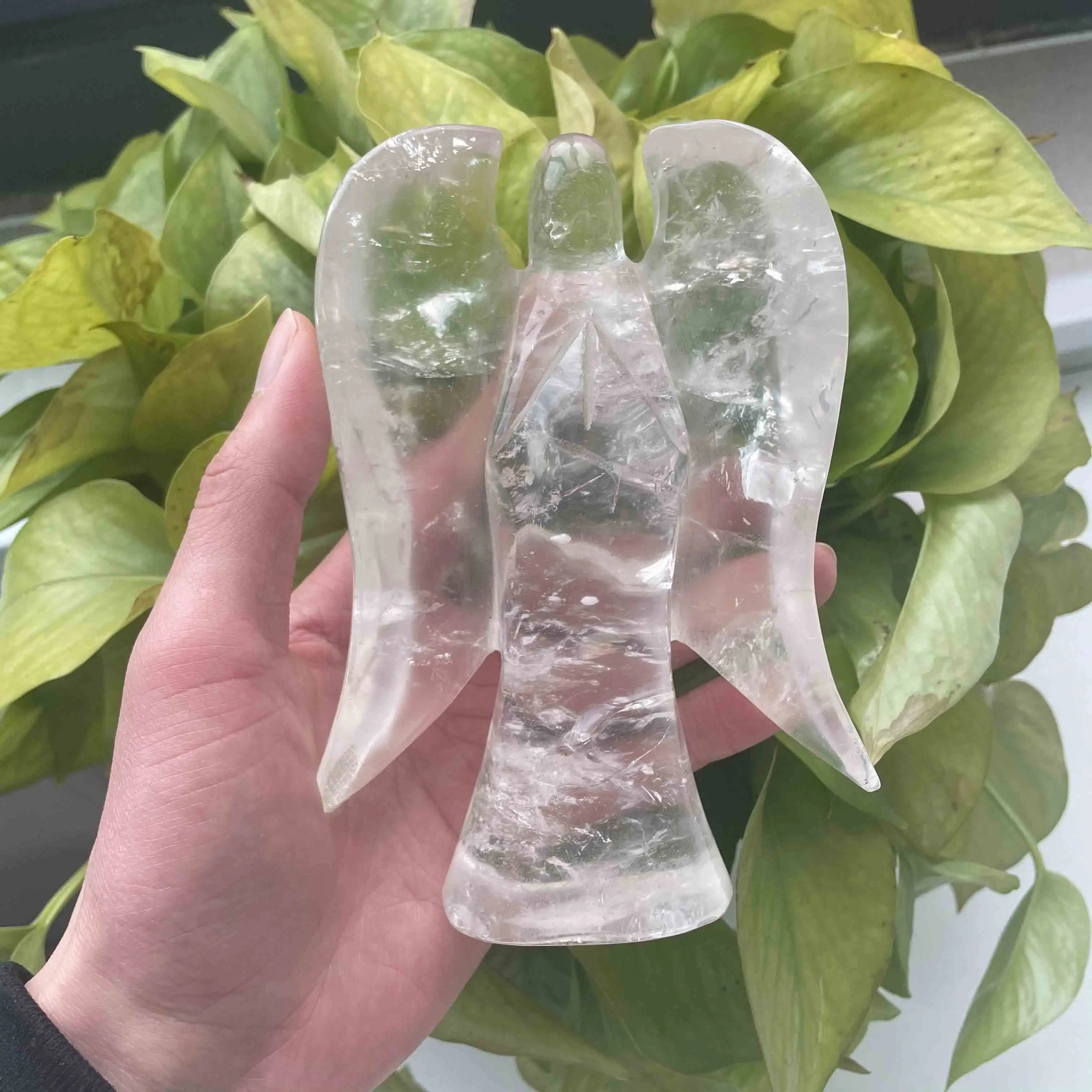 Natural Clear Quartz Gemstone Carving Crystals Big Angel Figurines Angels for Decoration