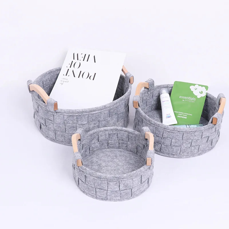 Felt Firewood Storage Basket Felt Woven Storage Bin Office Desktop Storage Basket