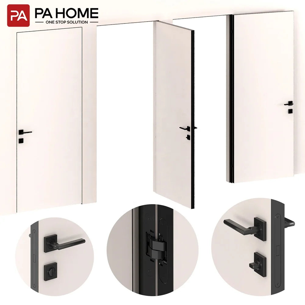 PA Modern Prehung White Wooden Houses Aluminum Hidden Bedroom Interior Doors