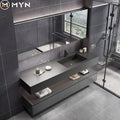 2024 Customized Made Size  Single Bath Wash Furnture Modern Sintered Stone  Double Sinks Luxury Bathroom Vanity Cabinet