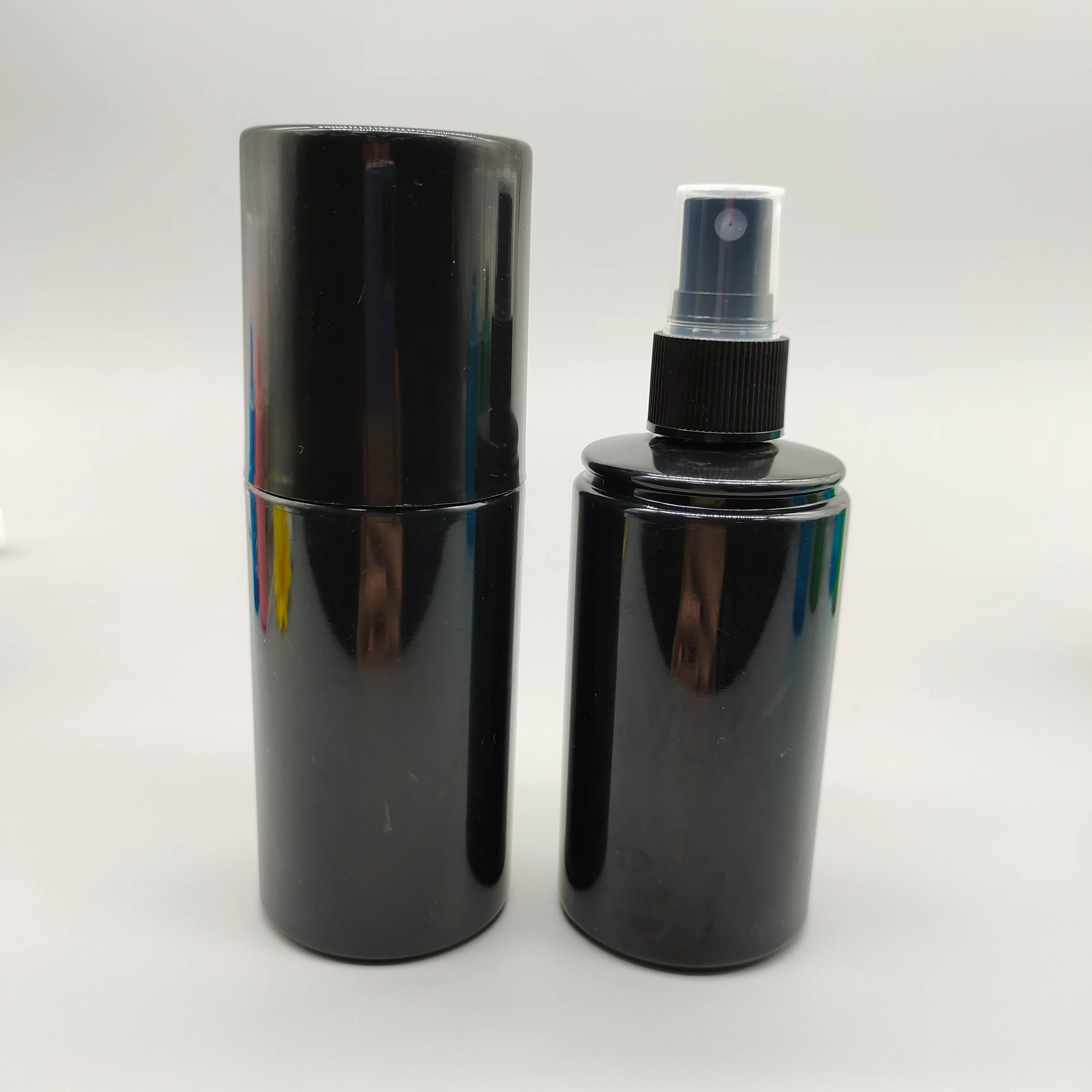 120ml Black PET Plastic Pump Sprayer Bottle with Screen Printing for Shampoo Skincare & Perfume Packaging