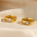 Dreamshow Crystal Zircon Stainless Steel Gold Plated Rings Women Jewelry Trendy Wedding Zircon Rings Women Jewelry Gift
