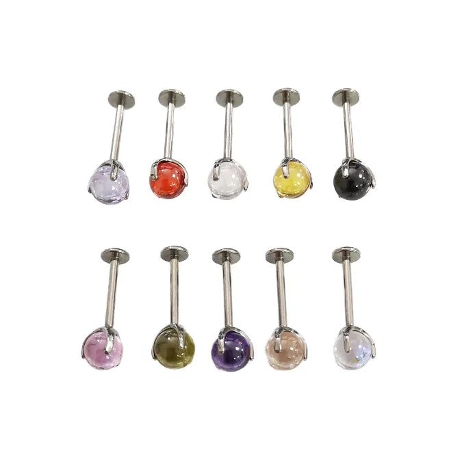 Hot 14k Gold Plated Titanium Medical Earrings F136 Zirconia Piercing Body Jewelry with Ear Bone Stud Piercing Ball Pattern