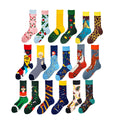 Wholesale Trendy Fancy Abstract Art AB Socks Women Men Funky Novelty Mismatched Cotton Crew Socks