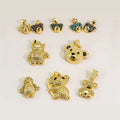 CZ8748 Little 18k Gold Gunmetal Plated Double Tone Cute CZ Micro Pave Pearl Bear Bird Animal Charm Pendants