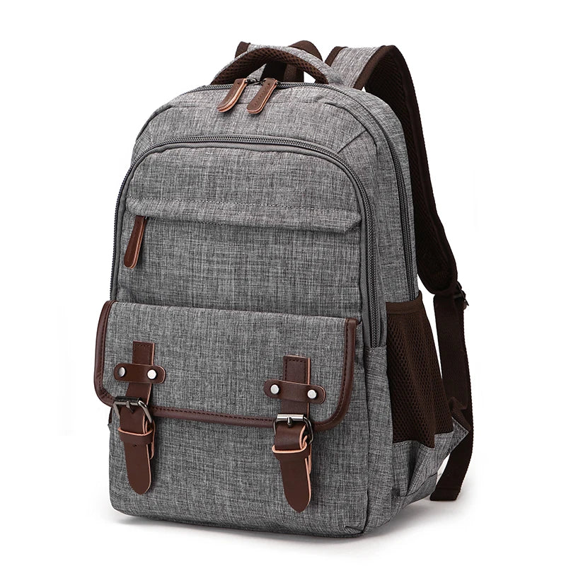 ZUOLUNDUO Casual Simple Outdoor Canvas Flap Zipper Student Backpack Computer Bag Unisex Laptop Men's Bags