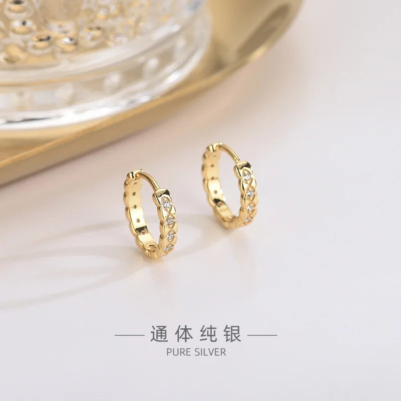 Fashion Earrings Jewelry 925 Sterling Silver Earrings Women Luxury Gold Plated Hoop Earrings Women Silver Jewelry