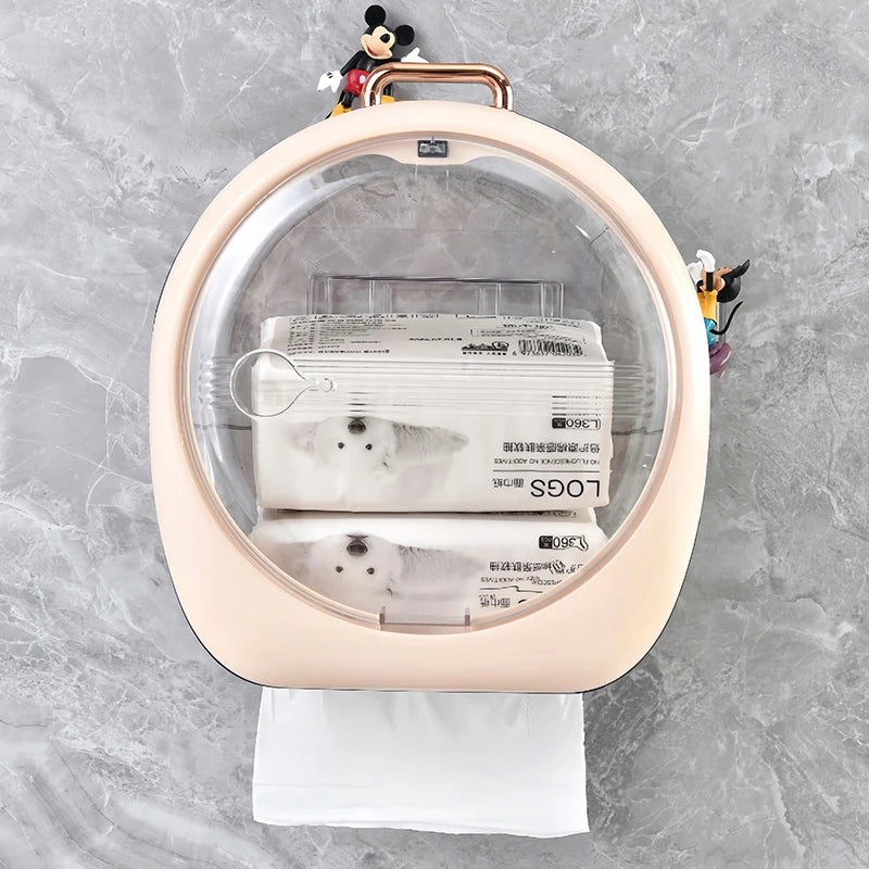 Circular Plastic Box Bathroom Wall Mounted Box Roll Holder Tissue Face Towel Storage Box for Toilet