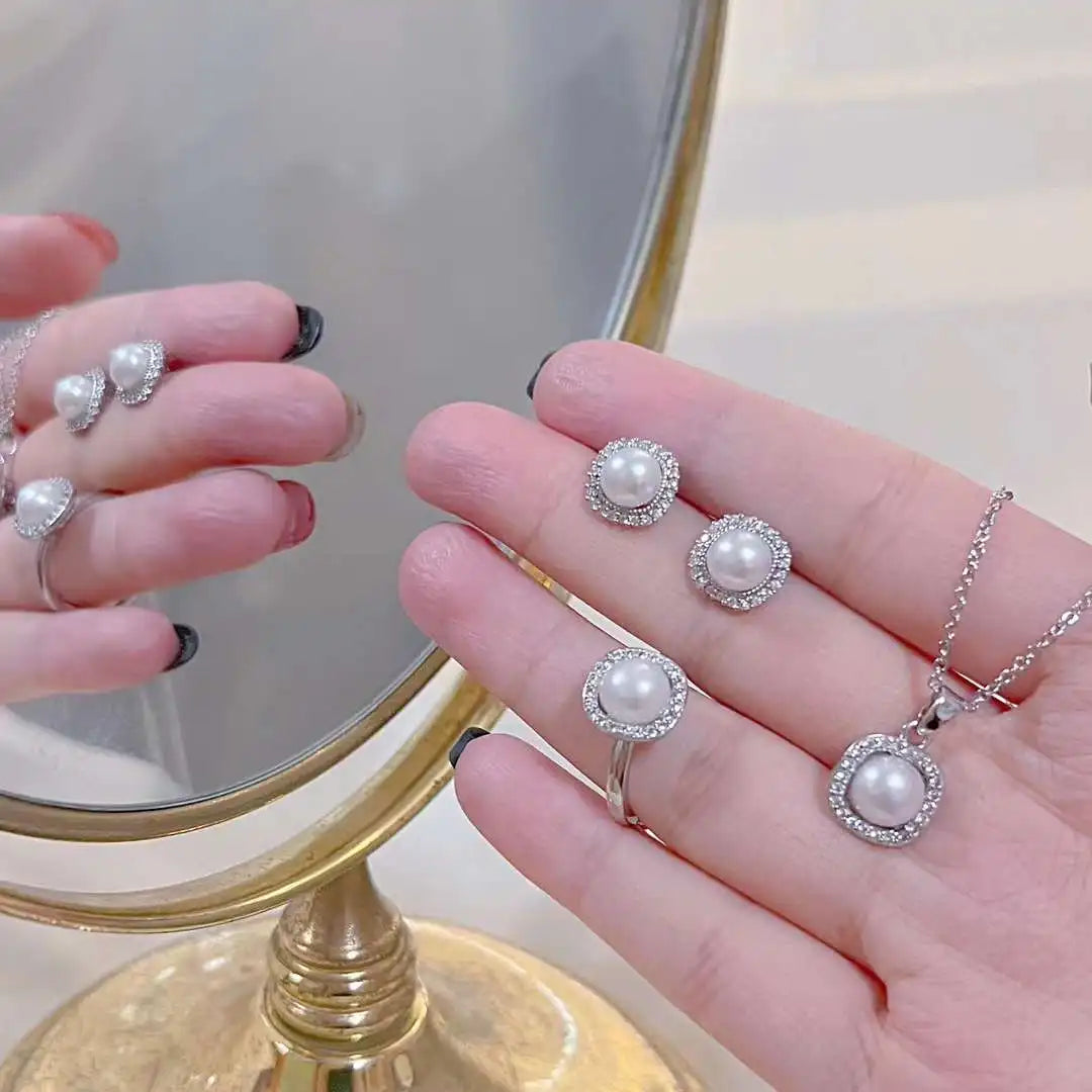 High Quality Natural Freshwater Pearl Pendant Necklace Earring Set Popular for Engagement and Anniversary-Zhuji Pearl Jewelry