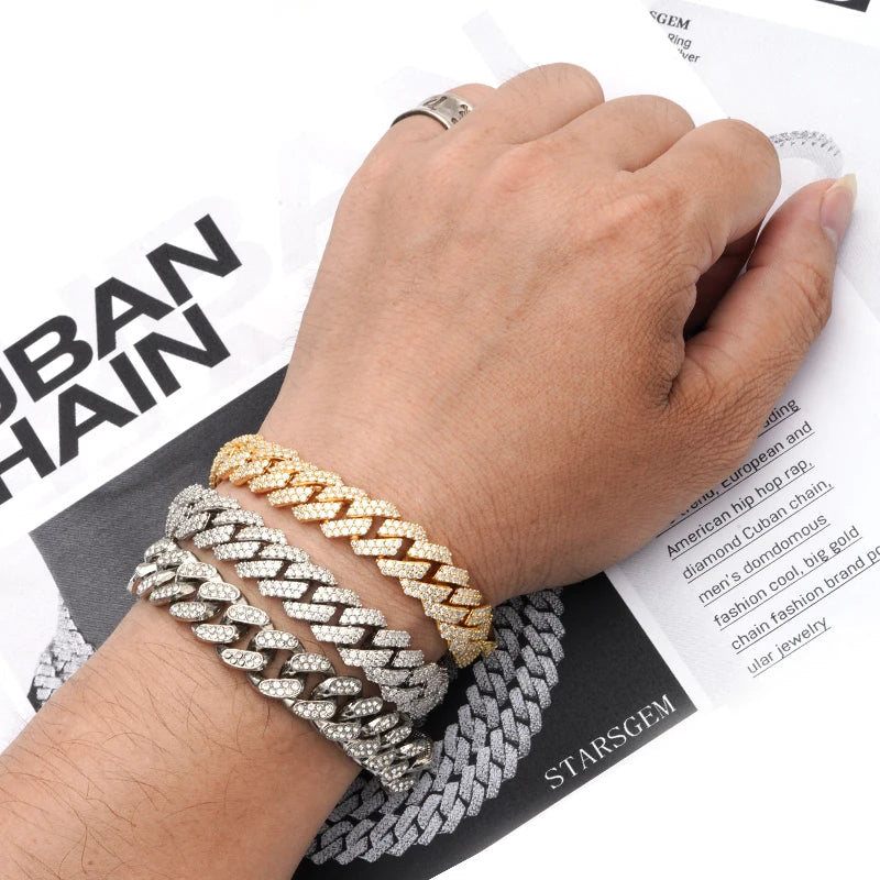 Wholesale Price Starsgem DEF VVS Round Brilliant Cut Loose Gemstones Moissanite Diamond Full Setting S925 Silver Cuban Bracelet