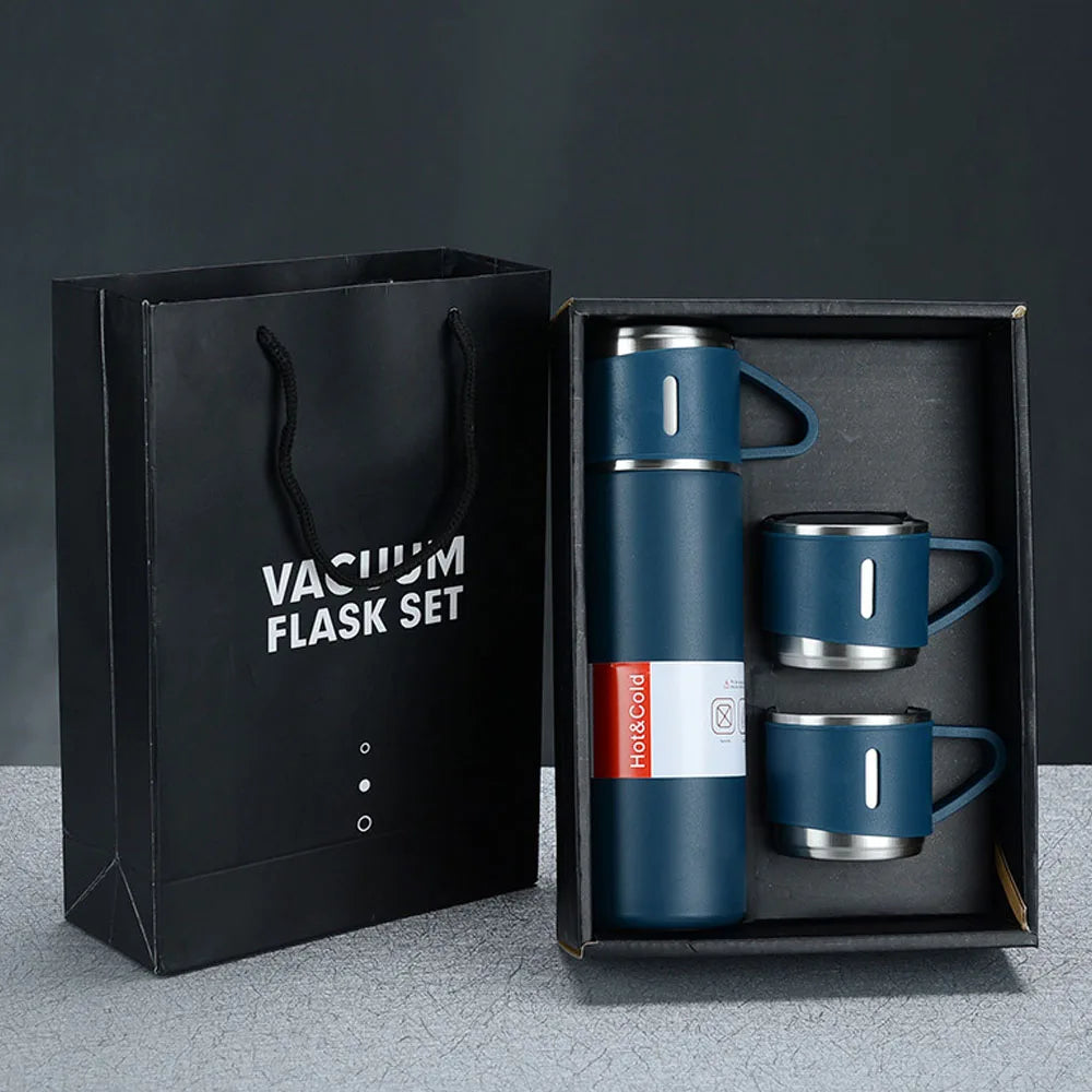 Wholesale 500Ml Hot and Cold Double Wall Stainless Steel Insulated Sport Vacuum Flask Tea Gift  Box Set With Two Cups