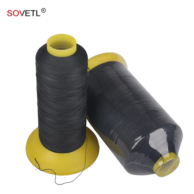 Aramid Filament Spun with Metal Wires 1000D Black Aramid with 8 Wires Sewing Thread